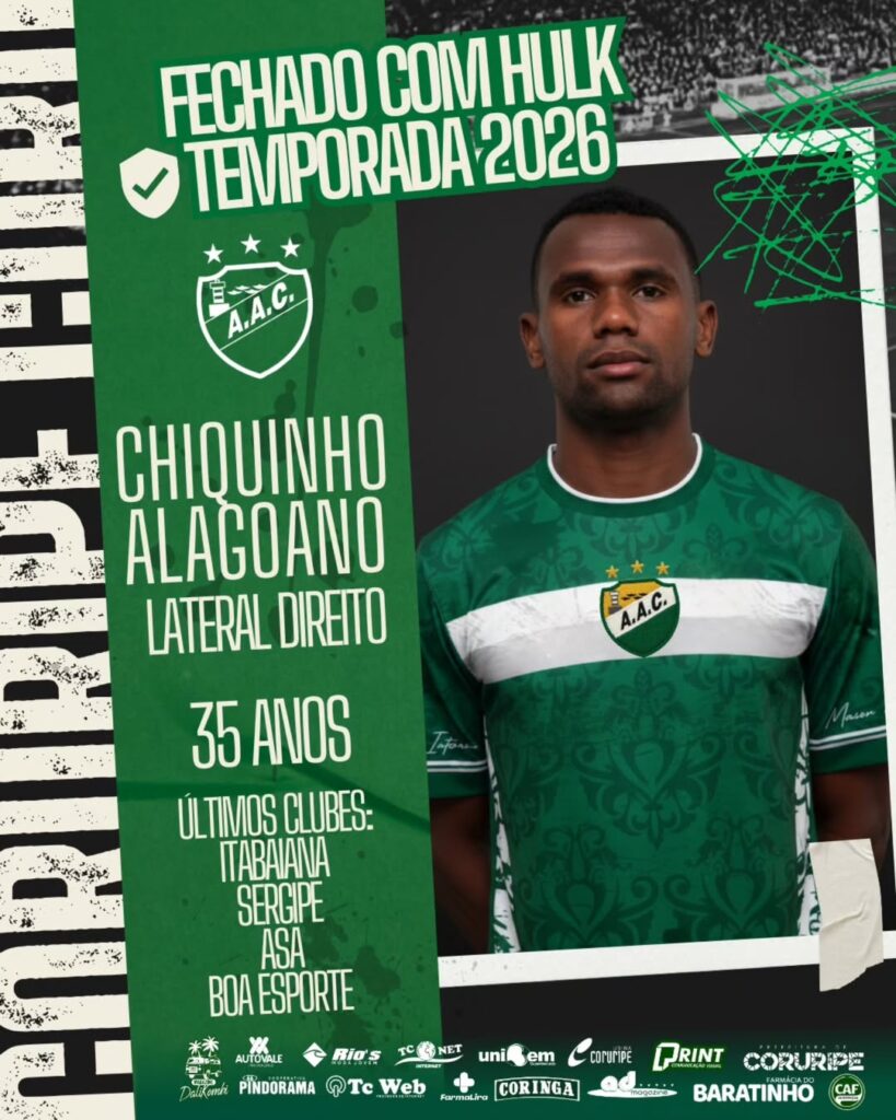 Coruripe Anuncia Retorno de Chiquinho Alagoano e se Prepara para Amistoso
