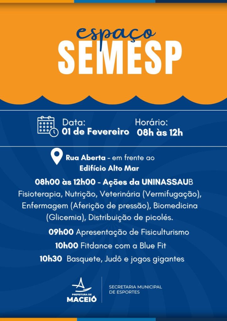 Fevereiro começa com ações gratuitas de saúde e esporte em Maceió Fevereiro começa com ações gratuitas de saúde e esporte em Maceió