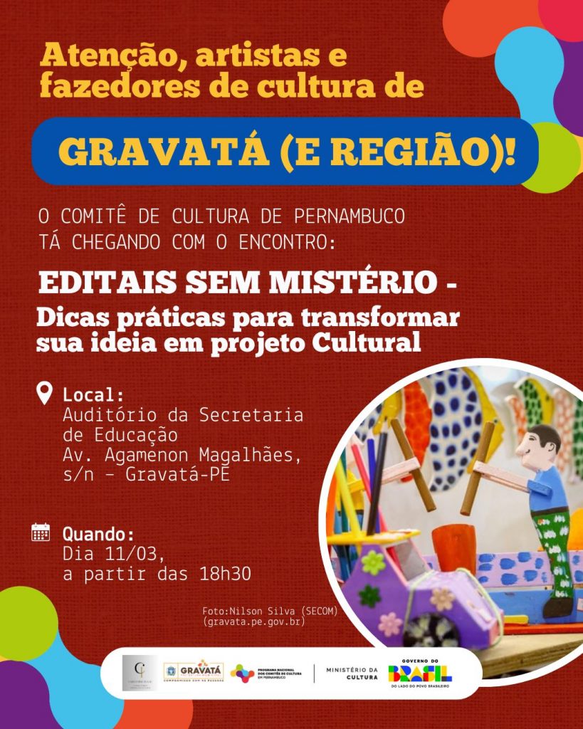 Gravatá Sedia Encontro “Editais Sem Mistério” para Impulsionar a Cultura Local Gravatá Sedia Encontro “Editais Sem Mistério” para Impulsionar a Cultura Local