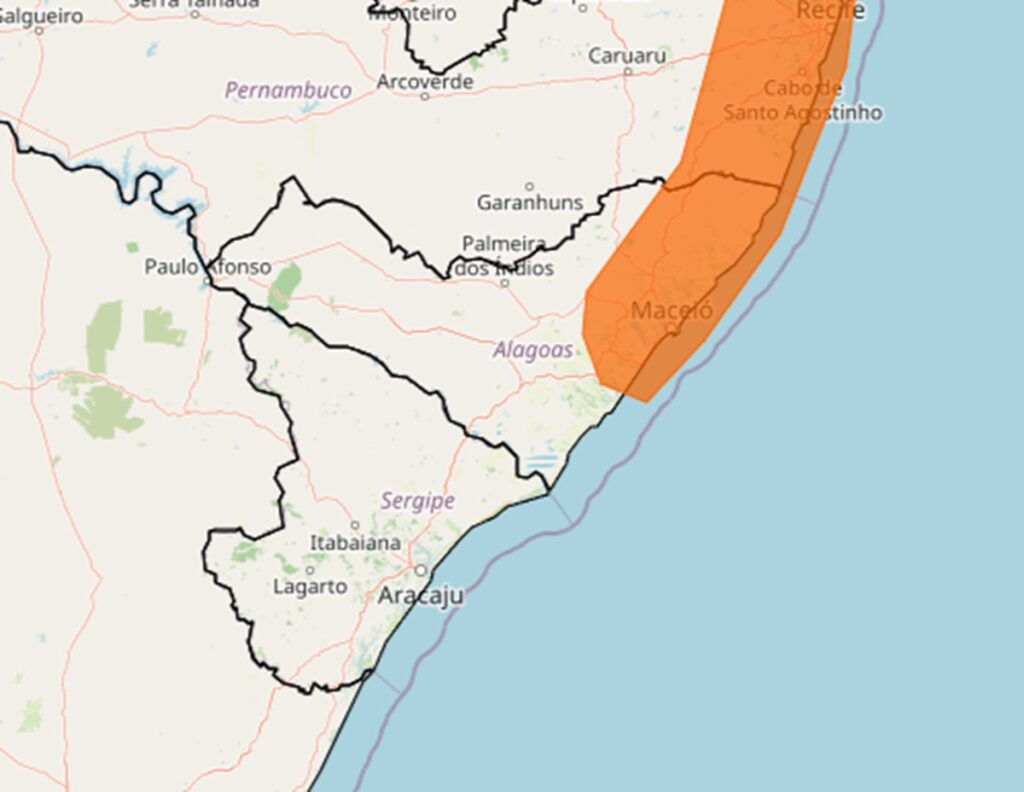 Alerta Meteorológico: Inmet Preve Chuva Forte em 39 Cidades de Alagoas