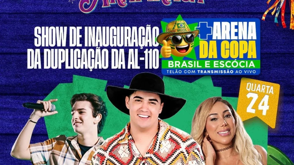 São João de Arapiraca oferece noite especial com shows e transmissão do jogo do Brasil São João de Arapiraca oferece noite especial com shows e transmissão do jogo do Brasil